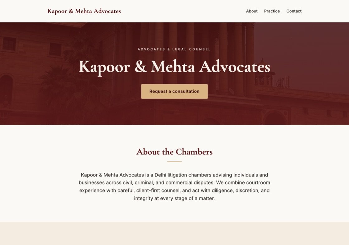 Example law firm website built on LegalAlphabet