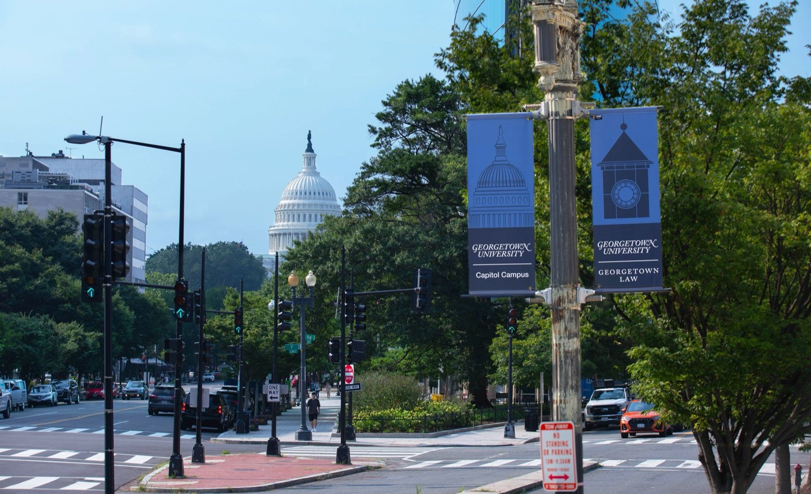 Georgetown University Law Center banners near the United States Capitol in Washington, DC